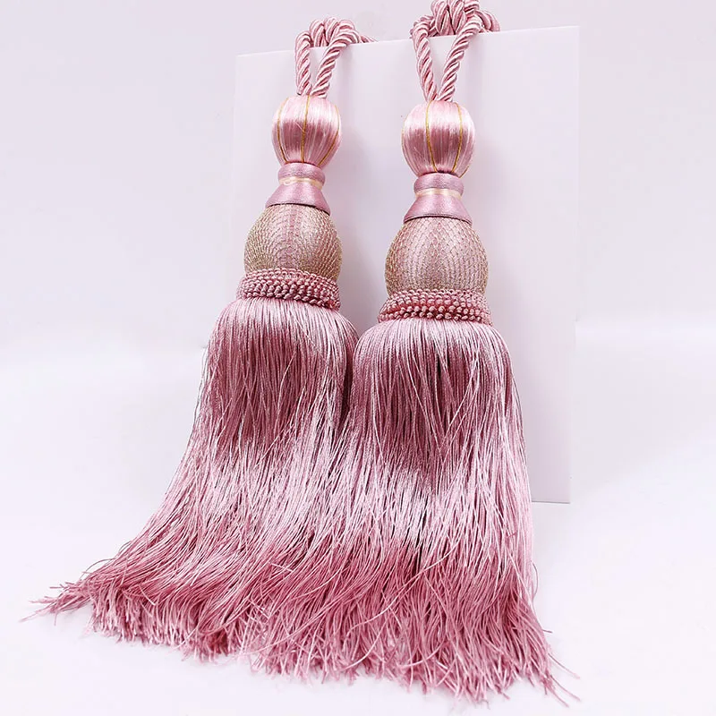 

1 Pair Large Luxury Curtain Ttassels Home Decorative Tassels Polyester Silk Gold Silk Tennis Tassel Hanging Ear Curtain Srap