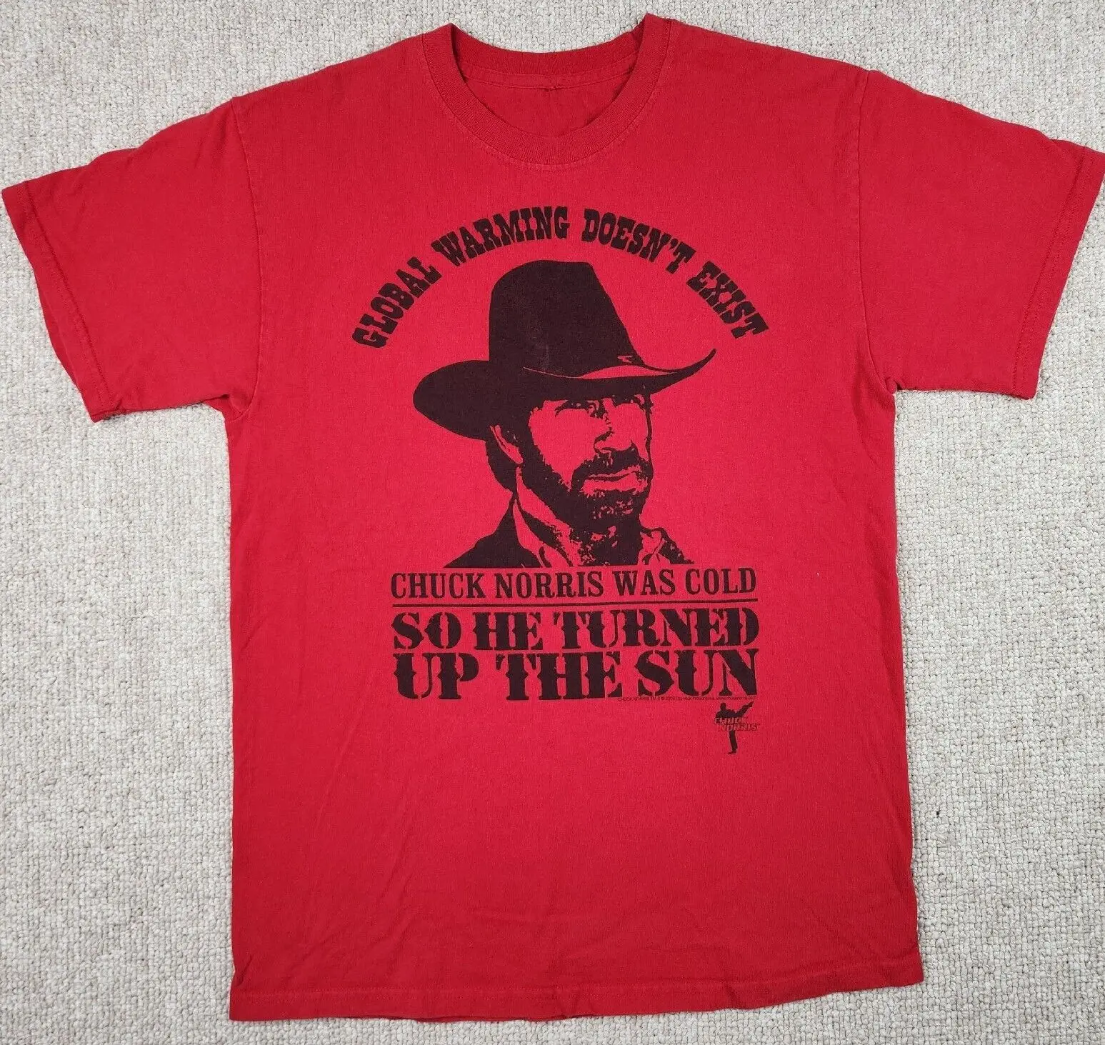 Chuck Norris Global Warming Doesn't Exist T-Shirt 2009 So He Turned Up the Sun