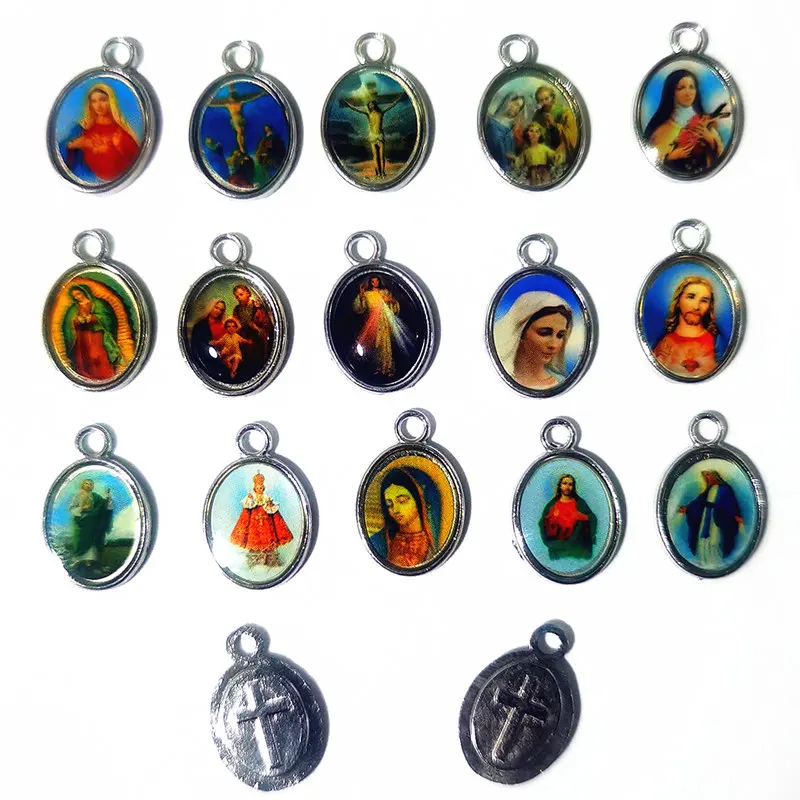 

100Pcs Religious Cross Medals Enamel Pendants Crosses 15mm New Charms Wholesale