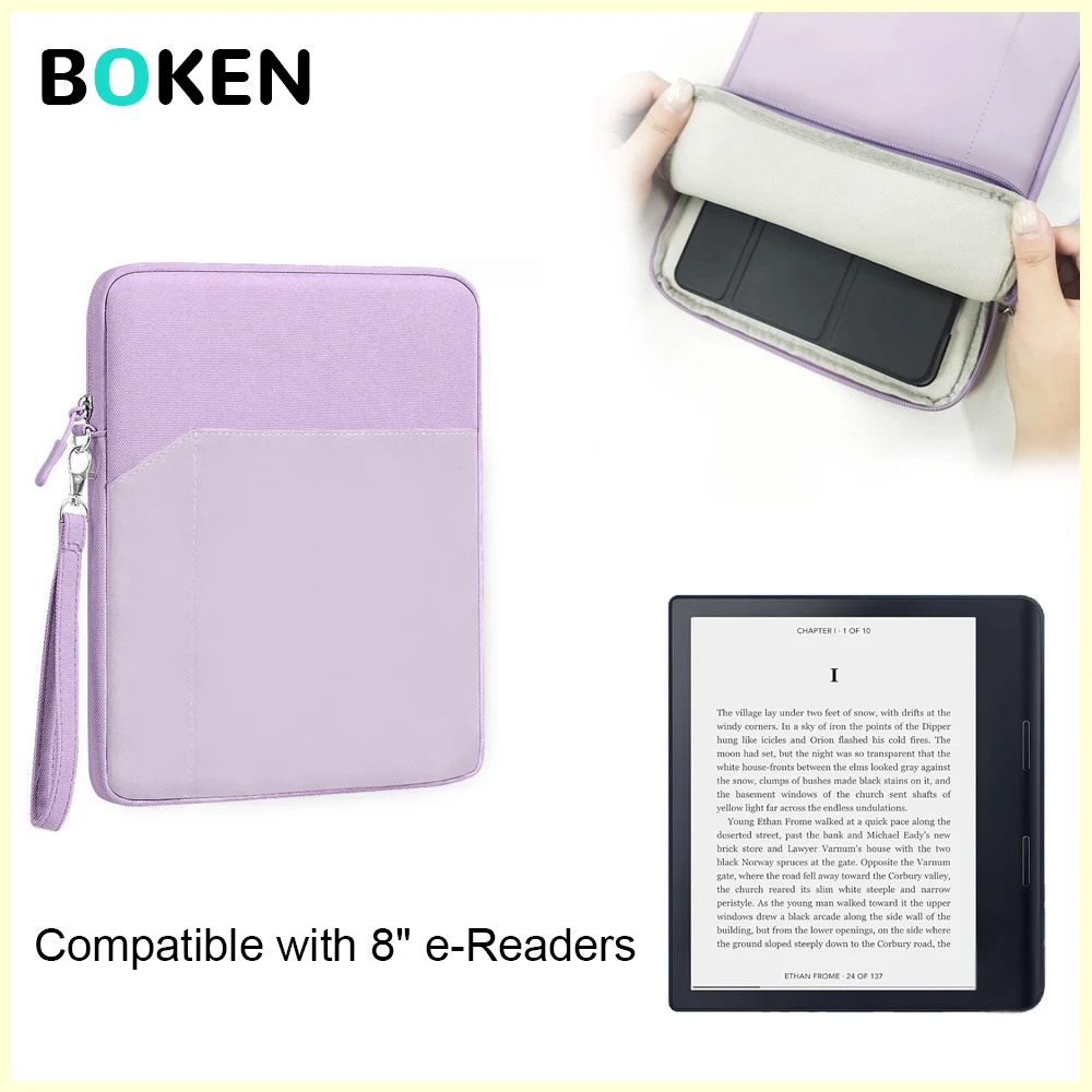 

8-inch Tablet Sleeve, for with iPad Mini, Galaxy Tab A11, Kindle Oasis, Kobo Libra 2, Protective eReader Sleeve with Hand Strap
