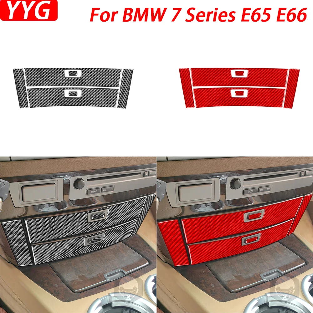 

For BMW 7 Series E65 E66 2002-2008 Carbon Fiber Central Control Storage Box Panel Trim Cover Car Interior Accessories Sticker