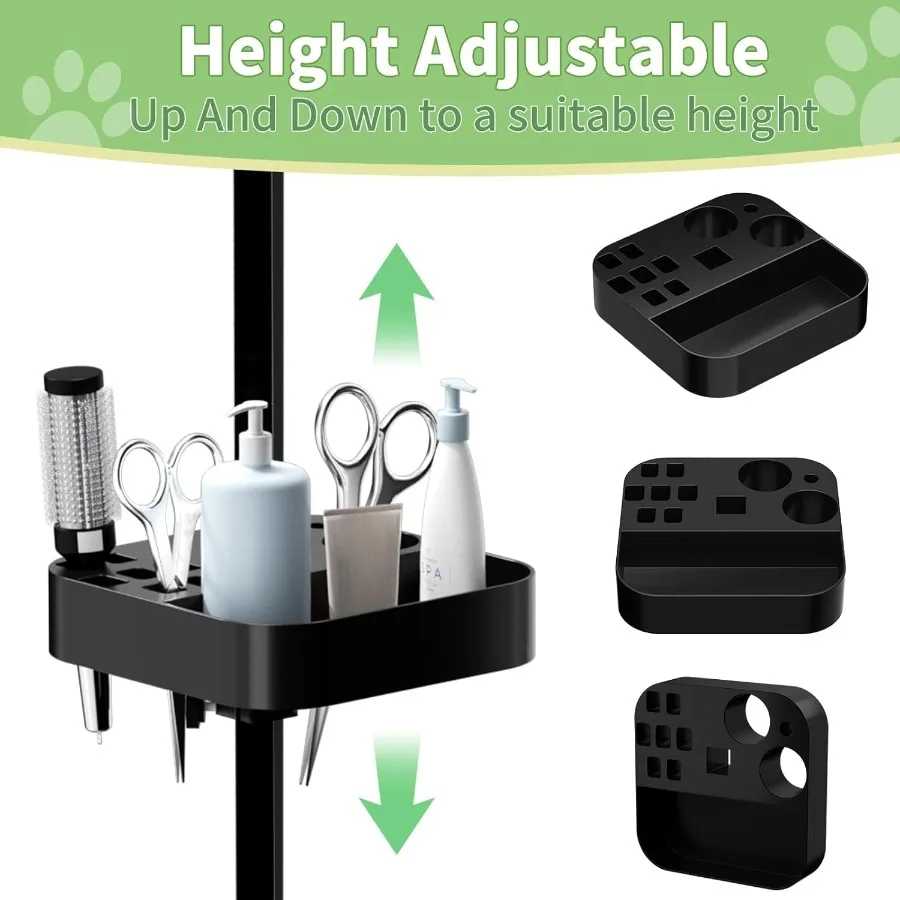 طاولة تهذيب الكلاب الكبيرة مقاس 36 بوصة/47 بوصة، محطة حيوانات أليفة قابلة للطي للاستخدام المنزلي، ارتفاع قابل للتعديل لتجفيف القطط مع أذرع آمنة