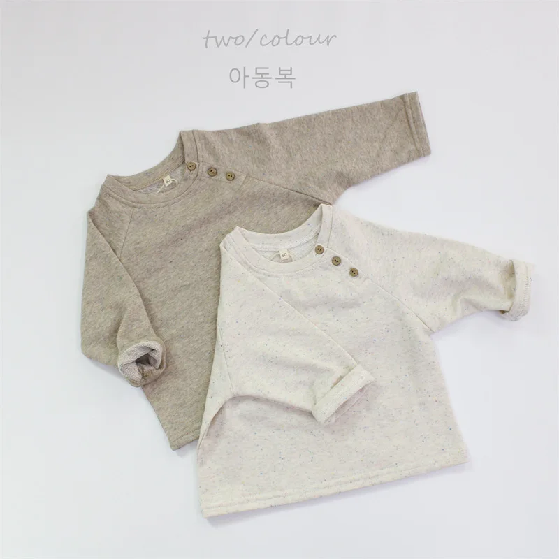 

2025 New Spring Autumn Children Hoodie Girls Pullover Round Neck Solid Korean Boys Top Long Sleeve Versatile