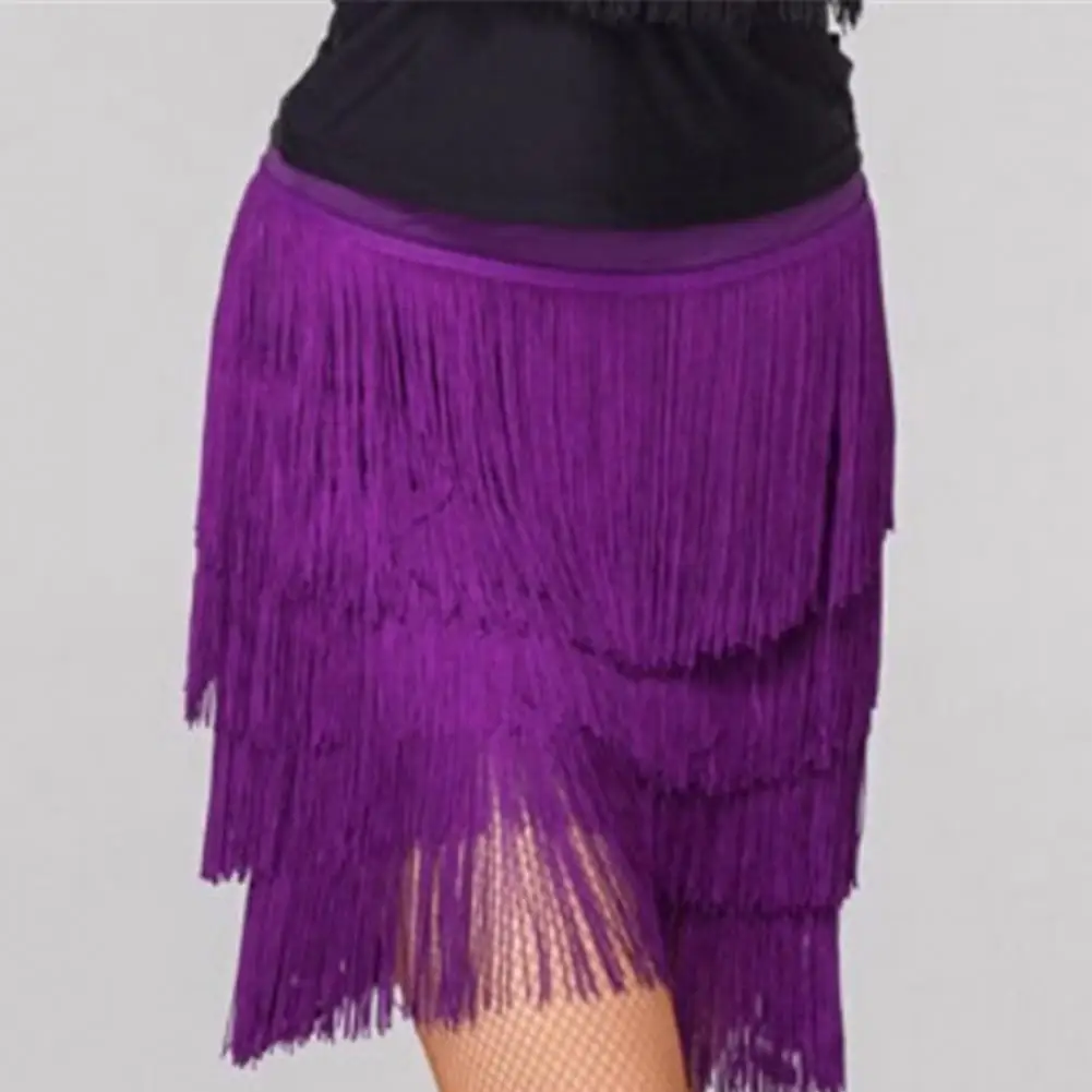 Women Skirt Four Layers Tassel Short Skirt Dress Elegant Dance Performance Skirts Latin Dance Mini Skirts Casual Skirt Dress