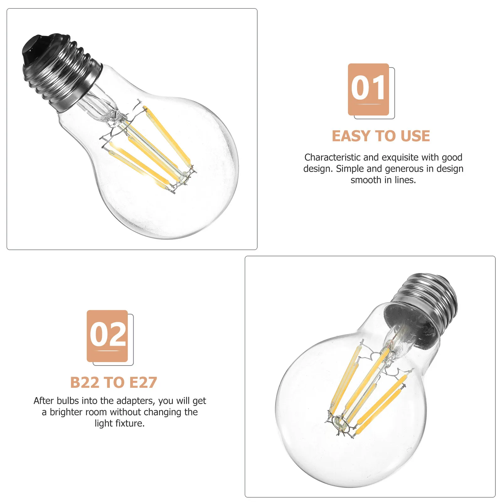 

E27 LED Edison Bulb Vintage Filament Glass Globe Light Bulb for Chandelier Wall Sconce Retro Fixture Decorative Lighting