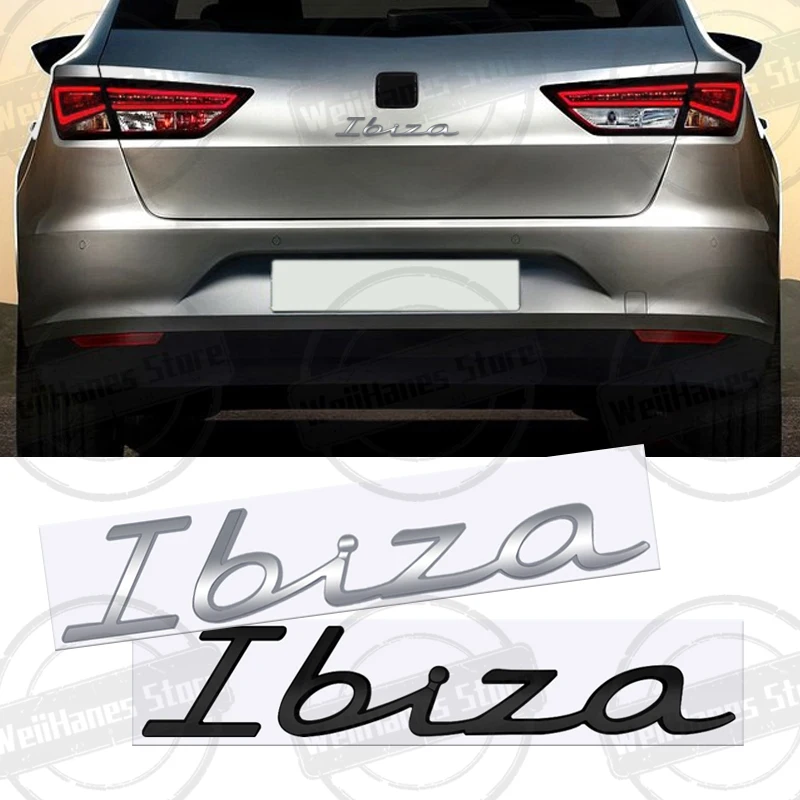 Insignia trasera de Metal para Ibiza, emblema cromado, logotipo de letra, brillante, negro, plateado, rojo, accesorios, pegatina