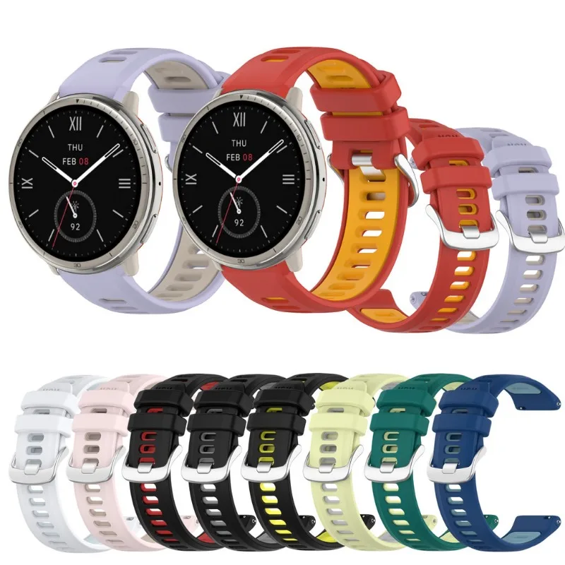 Силиконовый ремешок для умных часов Huami Amazfit GTR Mini, GTR3, GTR4 Pro 42 мм, 47 мм, Bip5, GTR2, GTR2E, 2, 3, 4, спортивный браслет