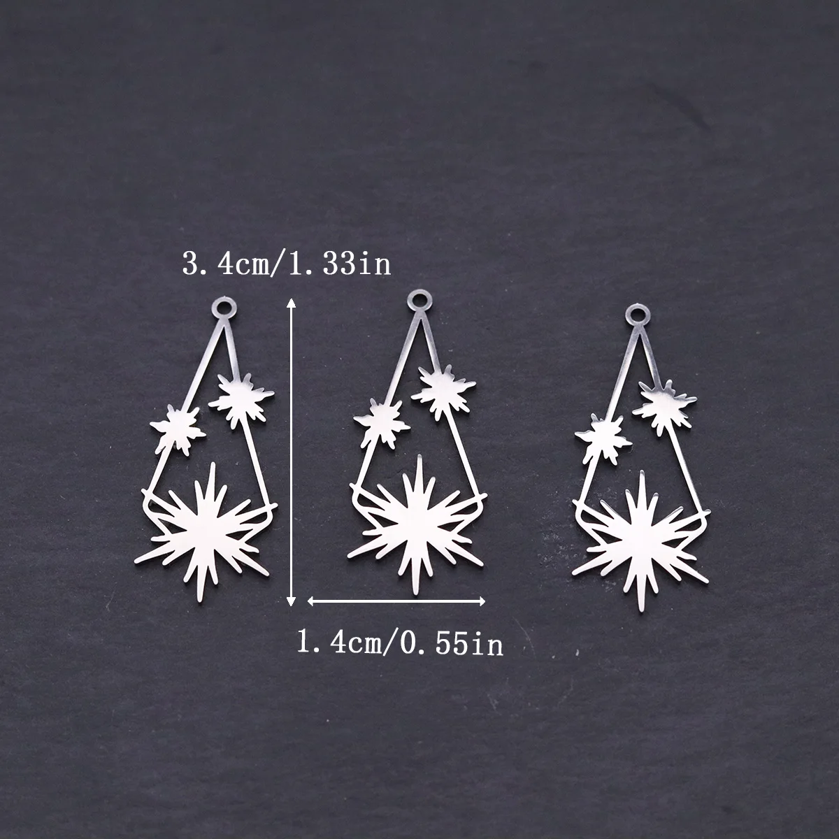 3pcs Stainless Steel Burst Star Charms Pendants For DIY Earring Necklace Jewelry Making Celestial Minimal Handmade Supplies