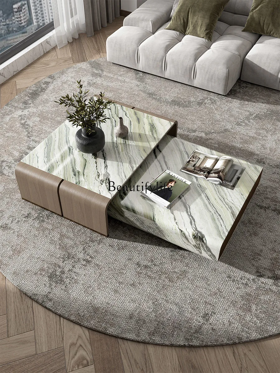 

Italian minimalist natural marble coffee table combination modern personality high-end child and mother coffee table