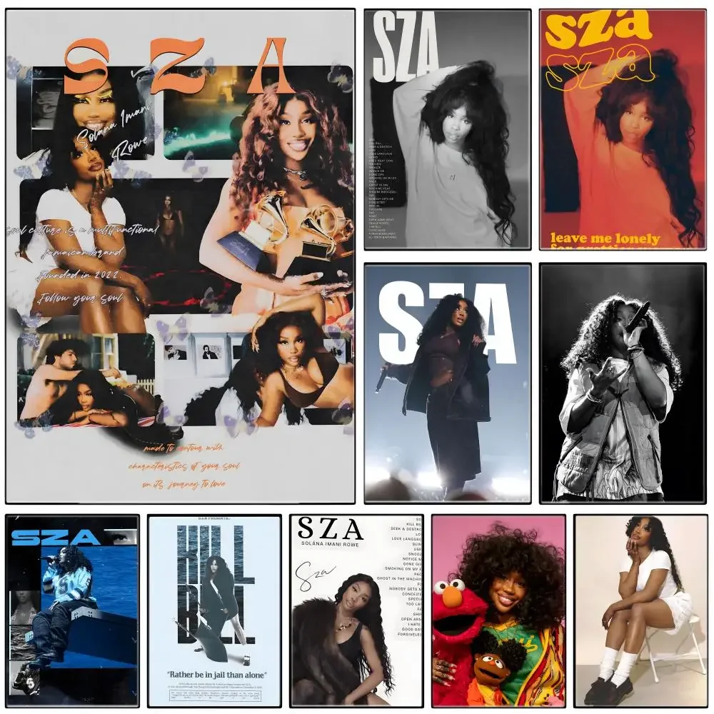 Female Celebrity S-SZAs Poster Self-adhesive Art Waterproof Paper Sticker Coffee House Bar Room Wall Decor