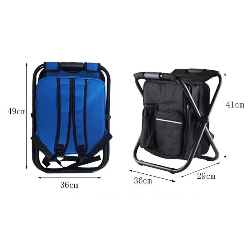 Foldable Fishing Chair with Cooler Bag, Multifunctional, Outdoor Camping, Barbecue, Portable, Ice Pack