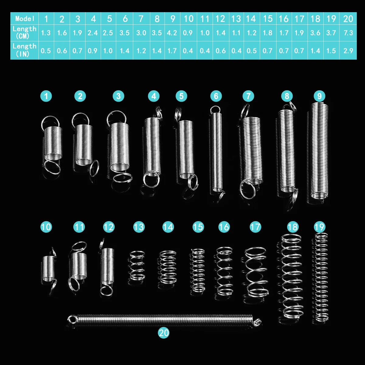 OUNONA 200PCS Spring assortment Spiral Spring Galvanized Spring Set Spring Rate Extension Spring