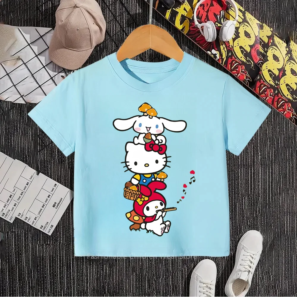 Kawaiest Hello Kitty koszulki najmodniejsze japońskie Anime nadruki dla chłopców i dziewcząt studentów lato Super Casual Fashion