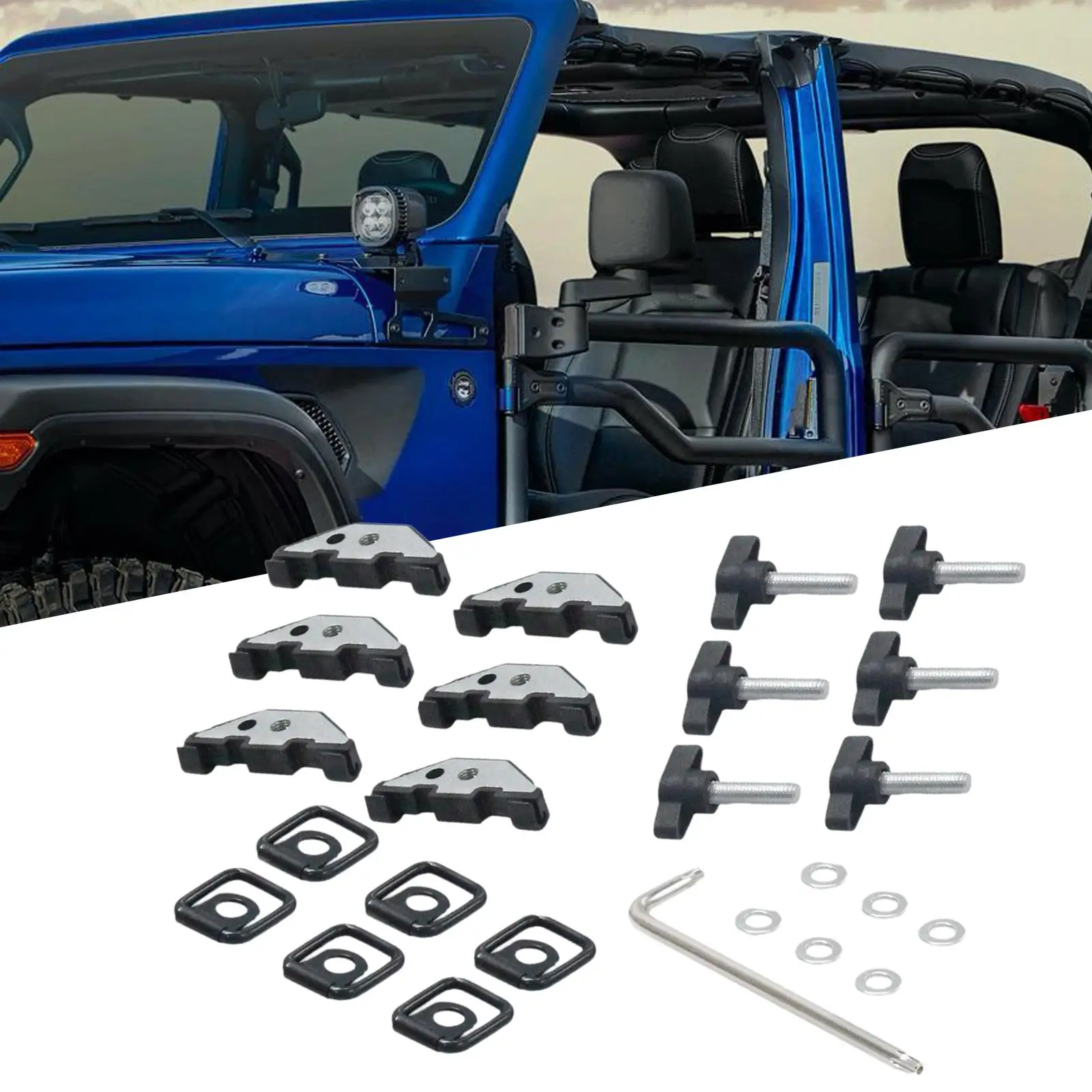 Hard Top Hardware Kit Tie Down D Rings Anchors for Jeep Wrangler JK Jku