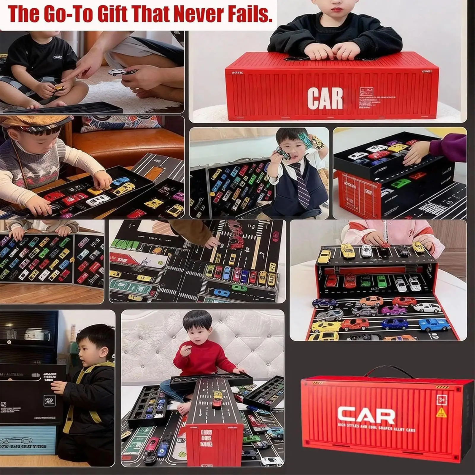 ألعاب تعليمية صغيرة قابلة للسحب للخلف مكونة من 48 قطعة من ألعاب السباق مع حصيرة لعب للأطفال والأولاد والمنزل والسفر وغرفة النوم والفصول الدراسية