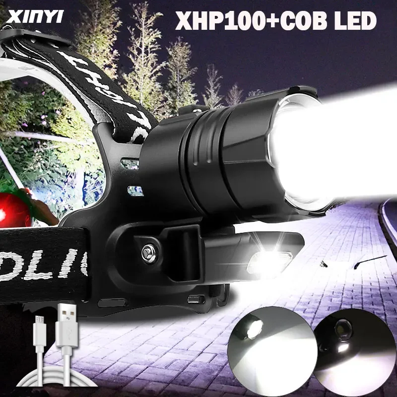 

XHP100 Powerful Led Headlight 18650 XHP70 Led Headlamp Rechargeable Head Flashlight Head Lamp Torch Light Fishing Lamp