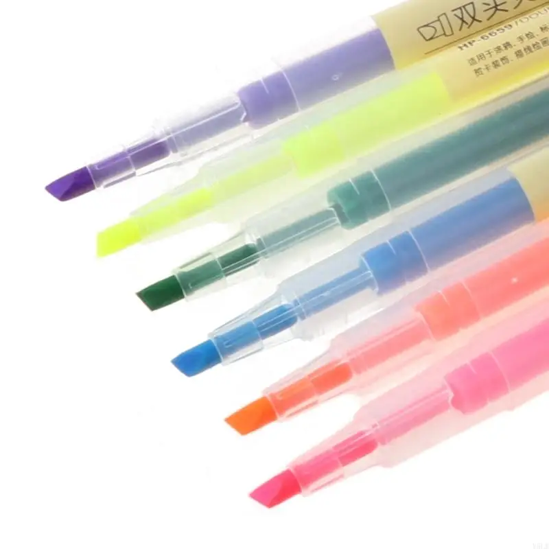 

Y5LB 6 Pcs Watercolor Gel Pen Highlighter Solid Accent Maker Smooth Writing