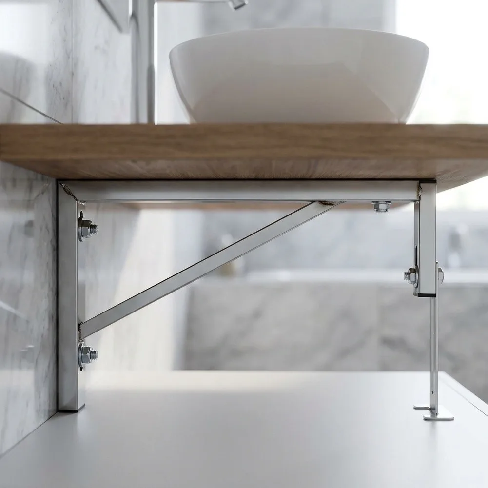 Stainless Steel Support Frame for Bathroom Basins with Triangle Reinforcement Geometry Supporting Heavy-Duty Usage