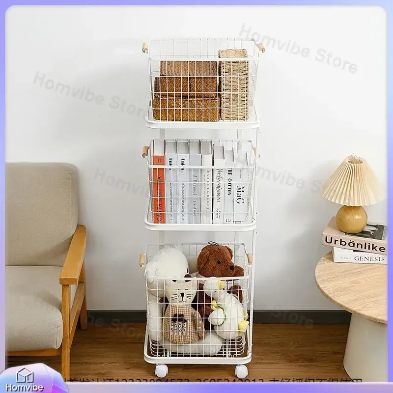Factory Direct 3 Tier Wheeled Removable Laundry Basket for Dirty Clothes Toys Storage Household Iron Frame Rolling Hamper