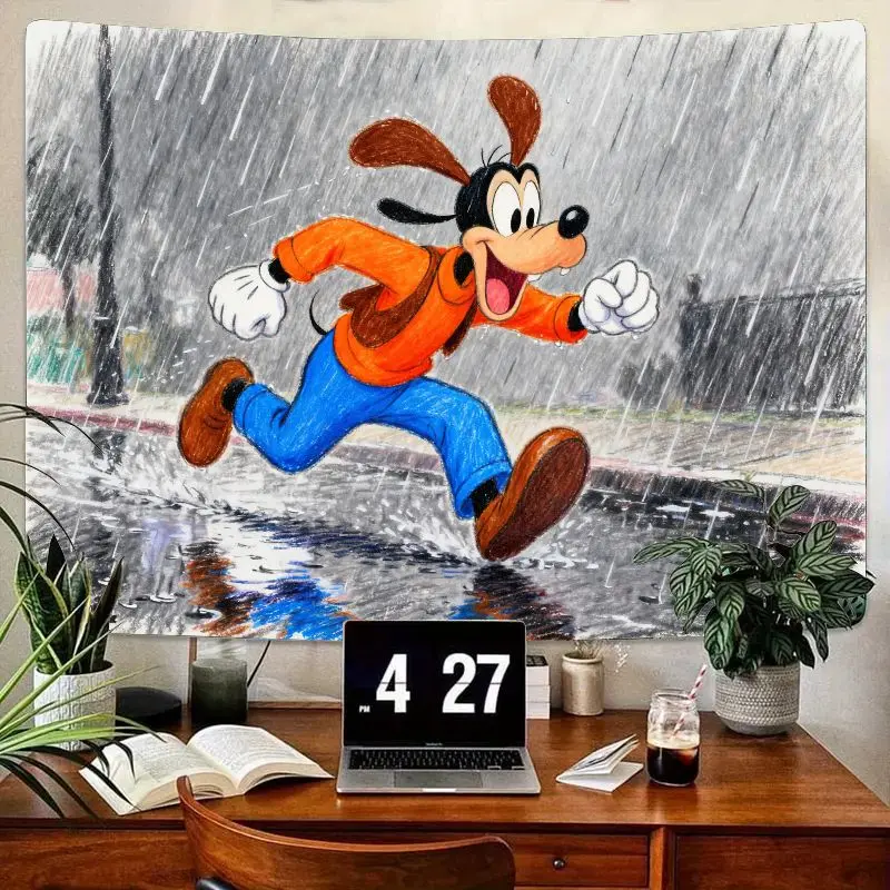 

1 шт. гобелен Disney Goofy Running in Rain, забавный мультяшный настенный художественный полиэстер для декора детской комнаты, гостиной, спальни, подарок фанату.