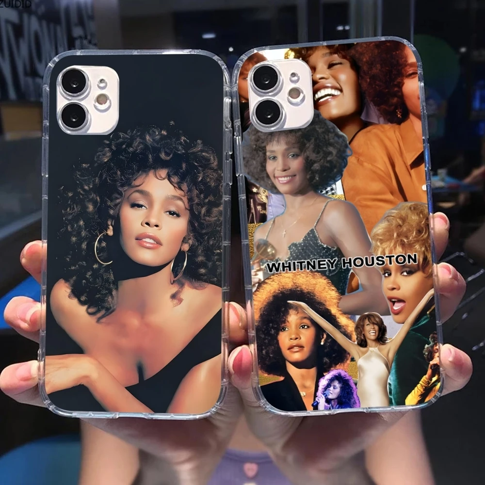 Whitney Houston Mobile Cell Phone Case for iPhone 15 14 13 12 11 X XR XS 8 Pro Max Plus Mini Clear Transparent Phone Cover Shell