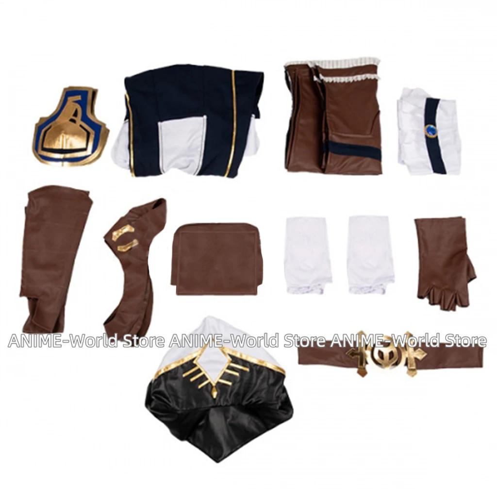 Game Arcane Caitlyn Cosplay Costume The Sheriff of Piltover Caitlyn Cosplay Costume Uniform Dress Outfit Anime Arcane Wig