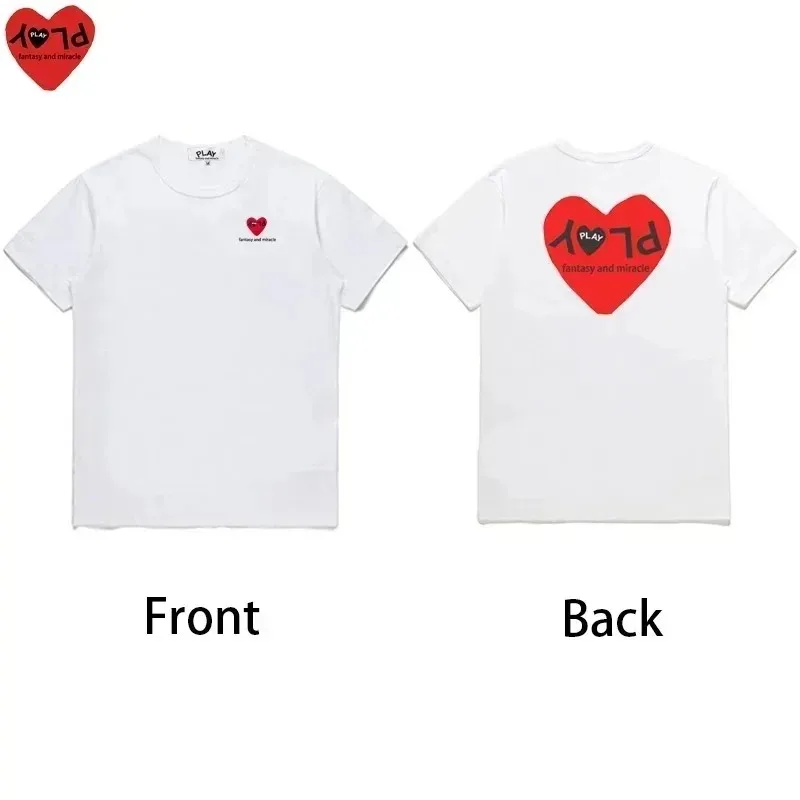 Men Women T-shirt Letter Heart Embroidery Back Printing Cotton Summer O-neck Short-sleeved Couple Loose Casual T-shirt