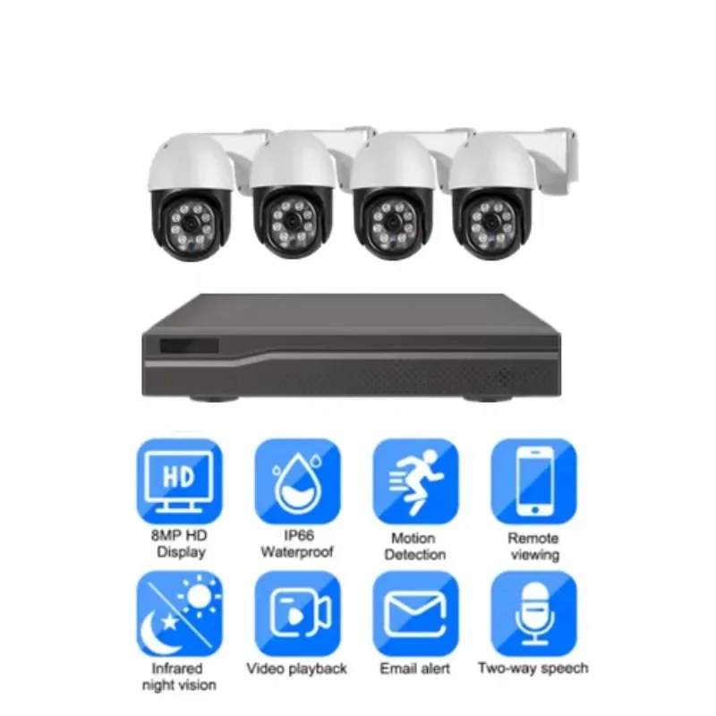 8mp 4k ptz dome poe sistema de câmera de segurança 4 canais dvr nvr 4ch rastreamento de movimento humano visão noturna kit sistema de câmera cctv