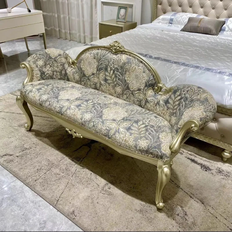 

Side stool French retro carved concubine chair American country leisure lazy recliner