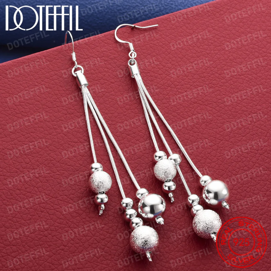 925 Sterling Silber Zarte Quasten-Perlen-Ohrringe für Damen, Modisches Hochzeits- und Partygeschenk Schmuckzubehör