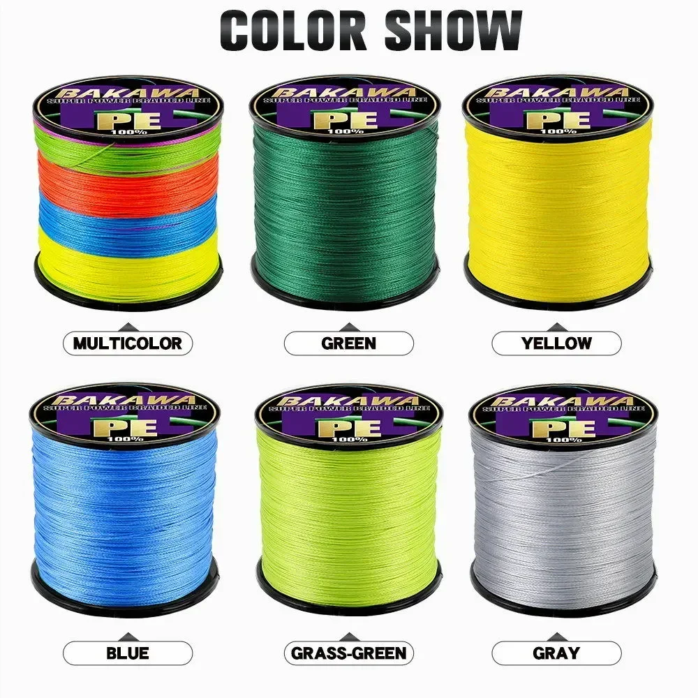 BAKAWA X4 Strands Abrasion Resistant Braided Fishing Line PE Super Strong Carp Multifilament Fishing Accessories For 300M