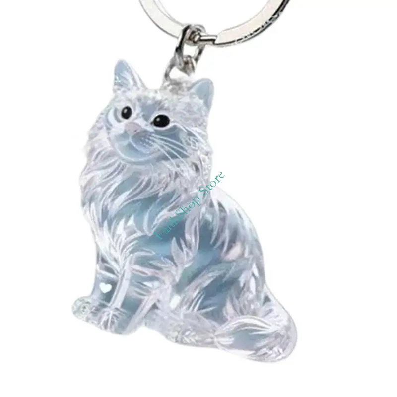 124E Memorial Pet Hair Collector keychain keyten على شكل قطة