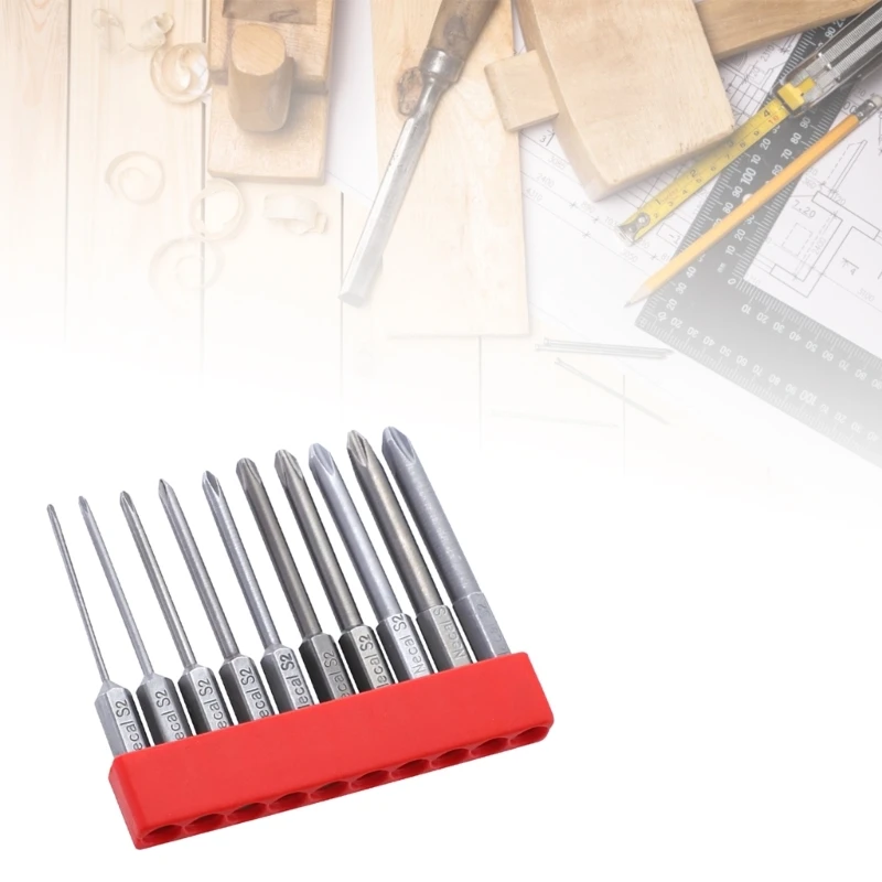 10 pezzi 65mm Set di punte per cacciavite magnetico da 1/4 di pollice con gambo esagonale punte per cacciavite a croce elettrico punta da trapano testa Batch