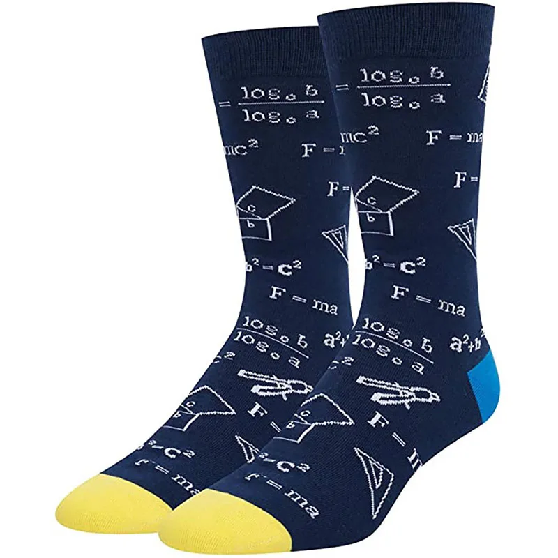 1/3 Pairs Funny Geometry Math Socks Happy Novelty Men Casual Socks Perfect Christmas Gift for Men and Women