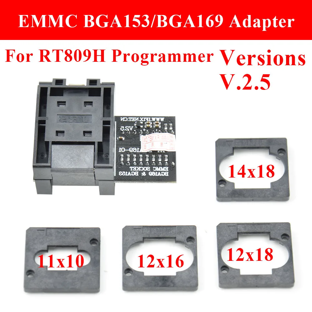 RT-BGA169-01 BGA169 / BGA153 V2.5 EMMC Seat EMCP153 EMCP169 Socket for RT809H Programmer 12*18mm add more 3 pcs Matrix