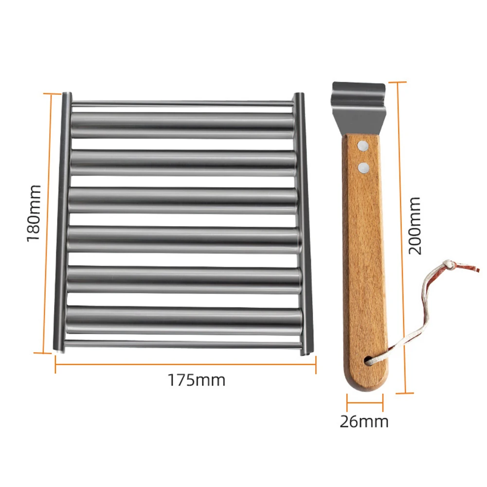 Removable Stainless Steel Sausage Rack BBQ Hot Dog Roller Grilling Tools Cooking Gift Sausage Roller Grill Rack Household Parts