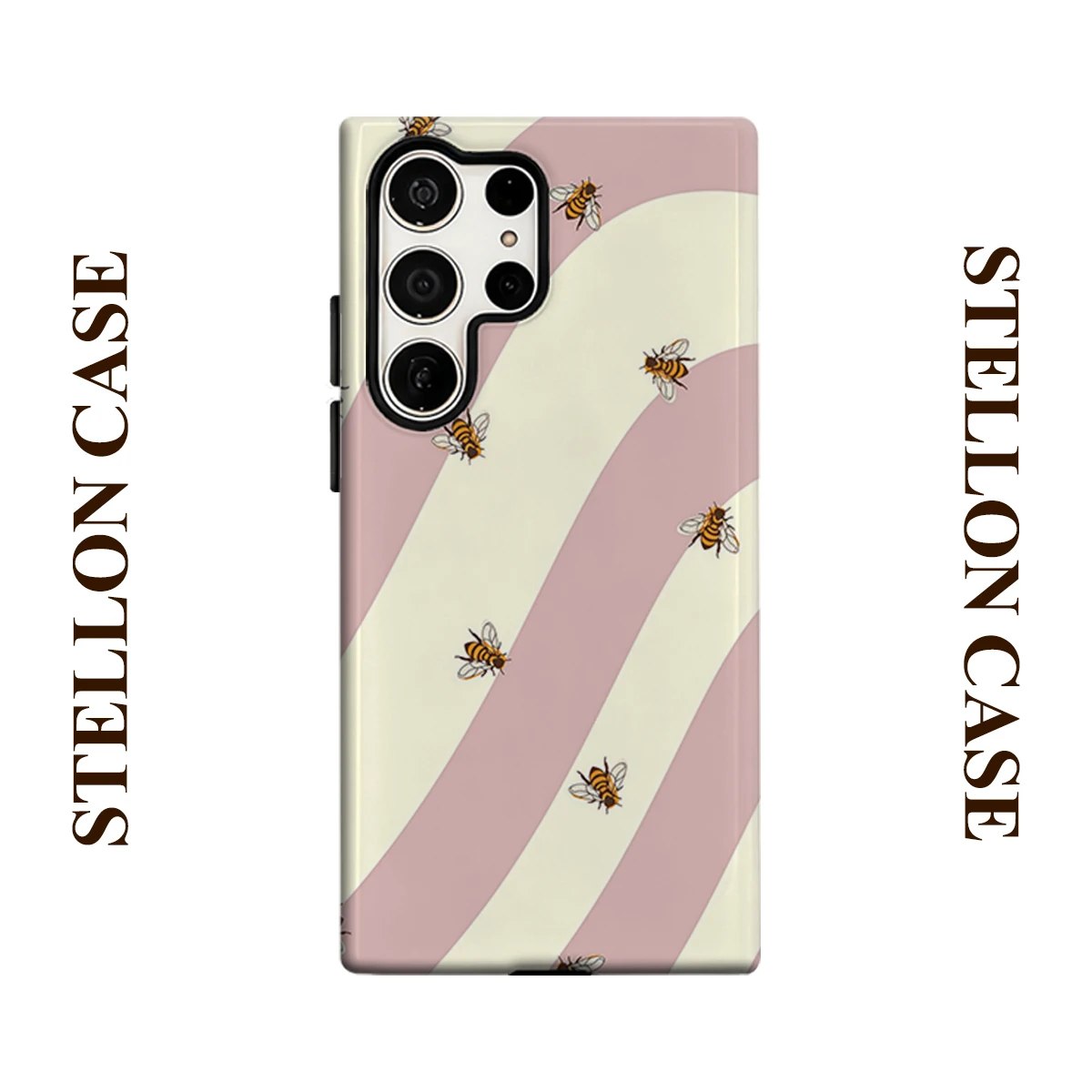 Bee Stripes For Samsung Galaxy Phone Case S23 S20 S25 FE S24 Plus S26 Ultra 2-IN-1 Shockproof Bumper Hard PC