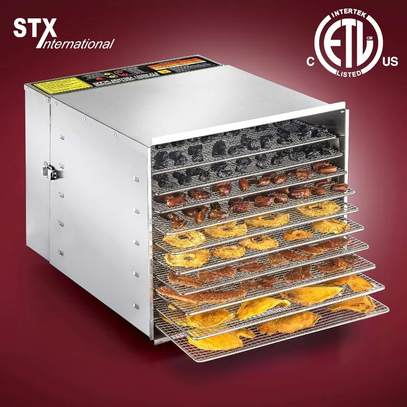 STX-DEH-1200W-XLS Dehydra Commercial Grade Stainless Steel Digital Food Dehydrator 10 Trays 1200 Watts 165 Degree