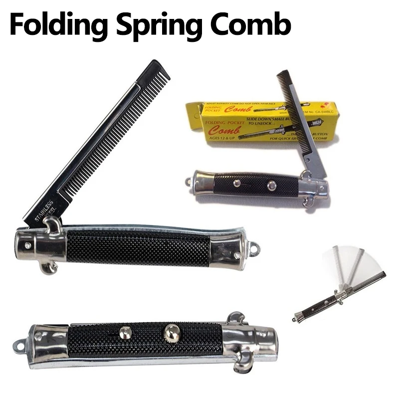 Handmade Folding Spring Comb Pocket Clip for Men Women Hair Moustache Beard Styling Tool for Barbershop