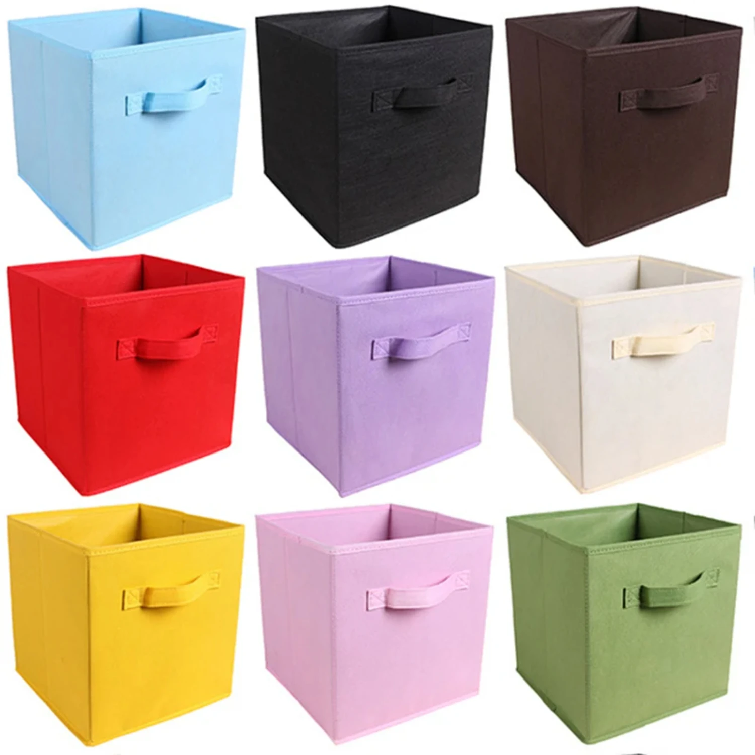 Foldable Non-woven Fabric Storage Bins for Closet Drawer - Set of 3 Fabric Cubes for Organizing Clothing, Toys, and Sundries