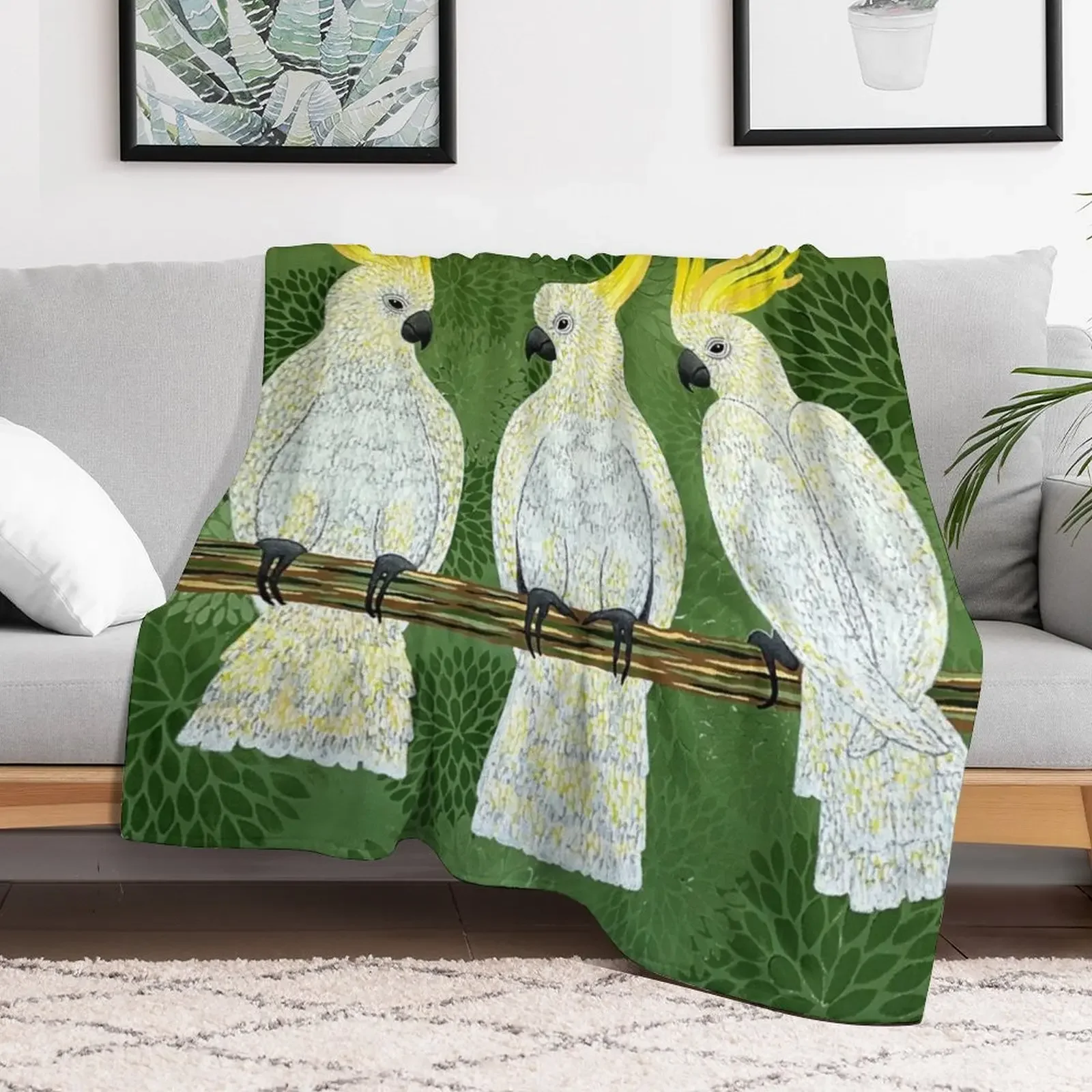 Cockatoos Throw Blanket Cozy Microfiber Throw Blanket for Home Bedroom