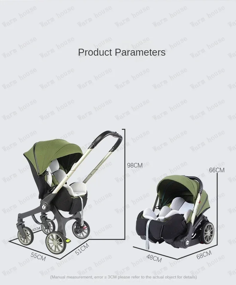 4-in-1 Multifunktionaler Kinderwagen Faltbar mit Autositz Tragbarer Babywagen EU-Lagerbestand 3-in-1 Kinderwagen – Detail 27