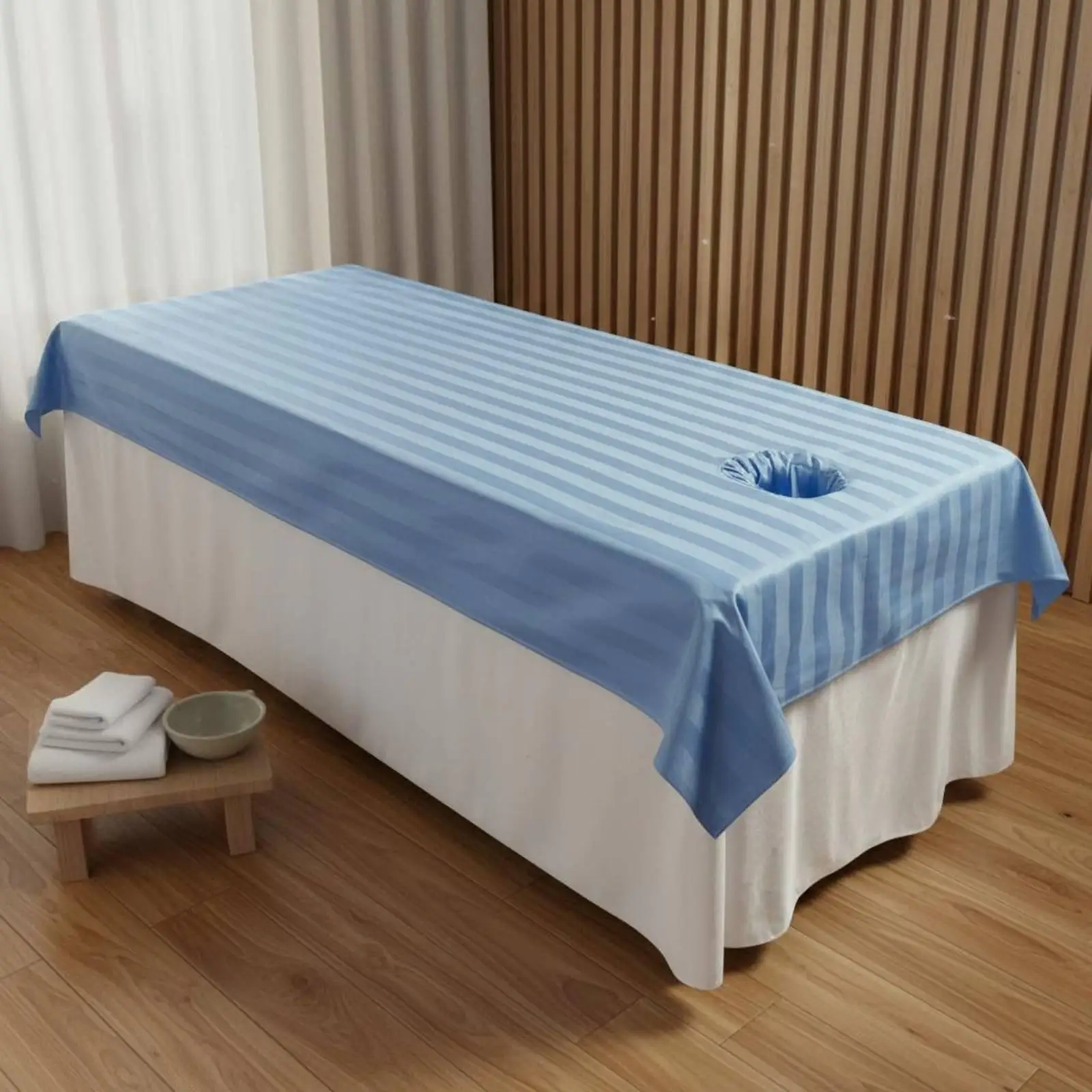 Elegant Cotton Bed Sheet Machine Washable Striped Massage Table Cover for Massage Accessories Salon Spa Treatments