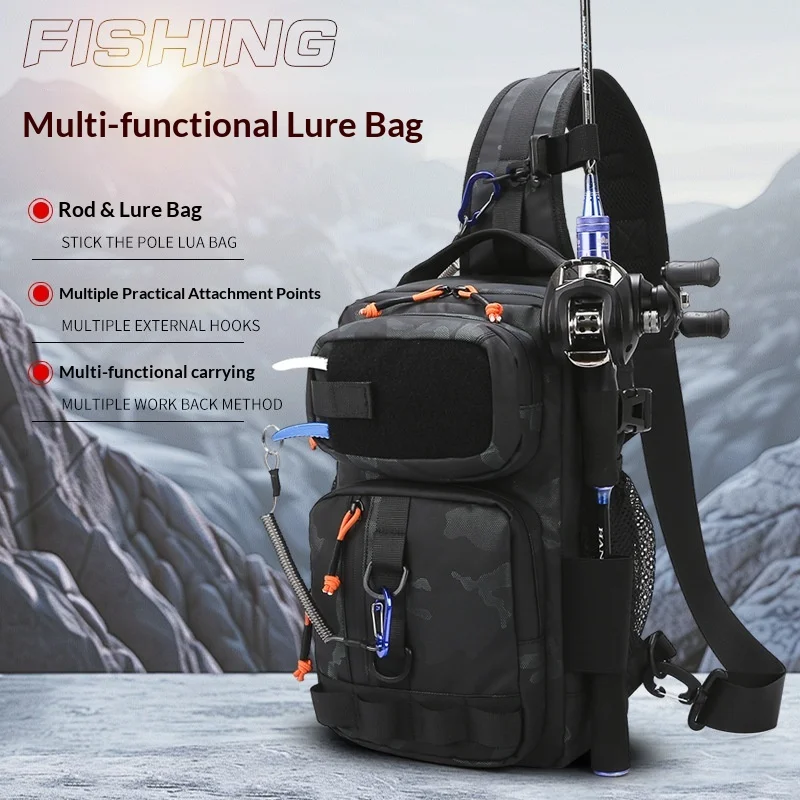 Fishing Bag Waterproof Ultra-Light Expandable Chest Bag Men's Women's Outdoor Camouflage Multi-Functional Fishing Rod Bait Bag