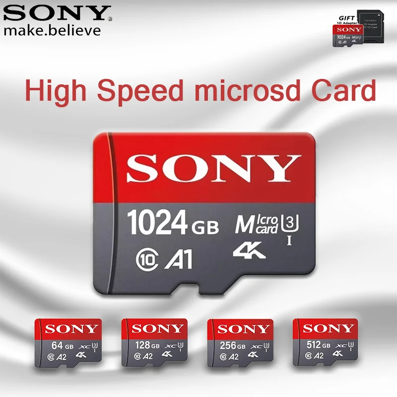 

SONY High-Speed Micro SD Card 128GB/256GB/512GB 4K Ultra-HD Video A2 TF Flash Memory for Xiaomi Camera Phone Drone