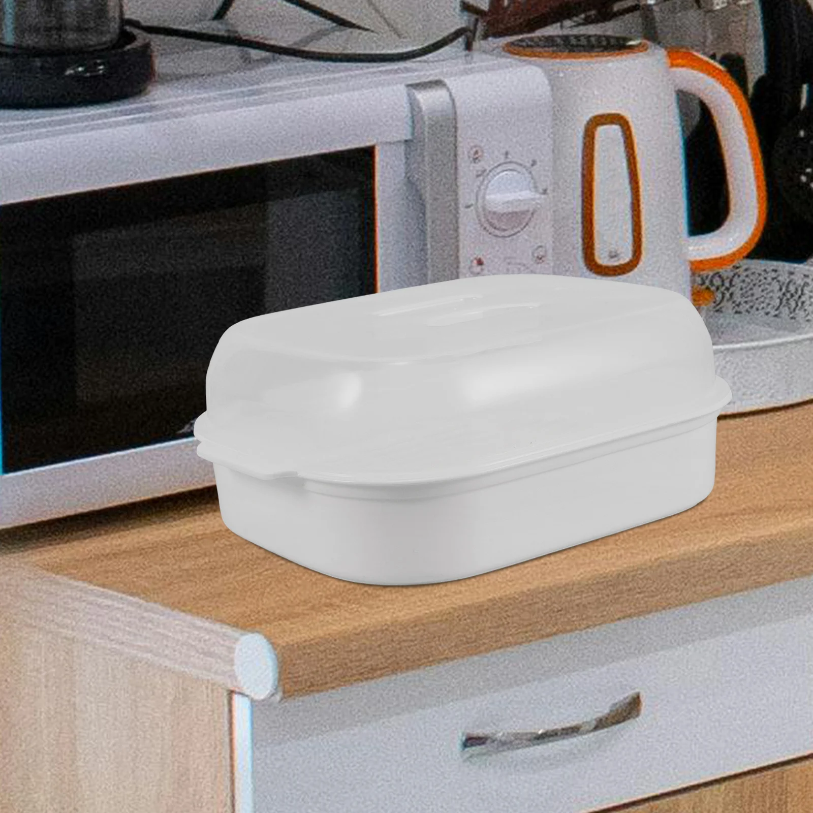 

Microwave Steamer Box Large Capacity Transparent Plastic Lid Healthy Vegetable Fish Food Steaming Tray Microwave Vegetable