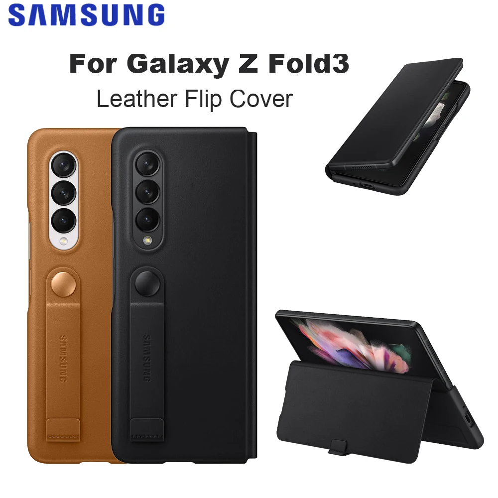 

Original Samsung Galaxy Z Fold3 5G Leather Flip Cover All-round protective cover genuine leather Phone Case EF-FF926