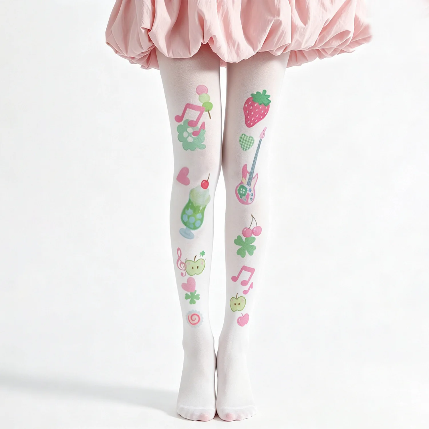 

Cute Lolita-style Cartoon Print Pantyhose Strawberry Note Pattern Y2K Comfortable Velvet Plus Size Tights