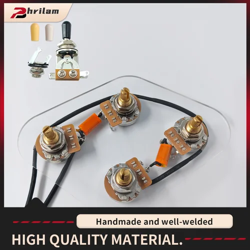 Kit de arnés de cableado PHRILM Premium precableado 2T2V con interruptor separado para guitarra eléctrica estilo LP o piezas de guitarra similares