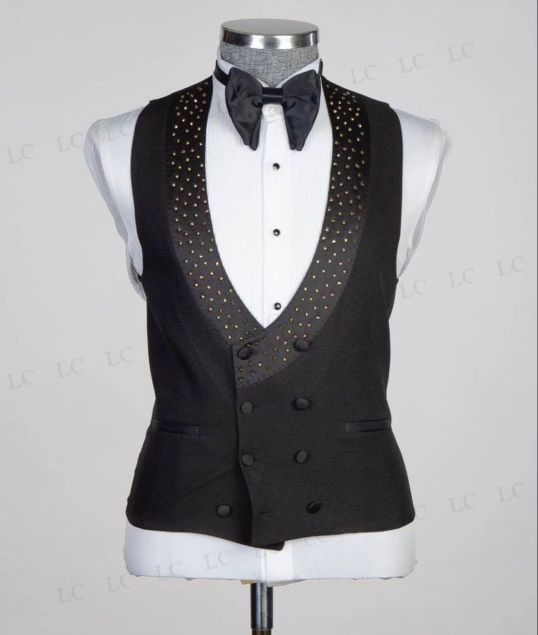 Blazer de lujo de 3 piezas para hombre, chaleco, pantalones, trajes de diamantes, esmoquin con abalorios, ropa de graduación de alta moda, novio de